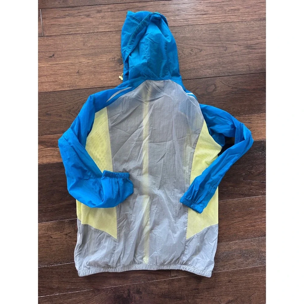 Balenkey Golf Mens Windbreaker Jacket Blue Grey Yellow Full Zip Hooded Size 100